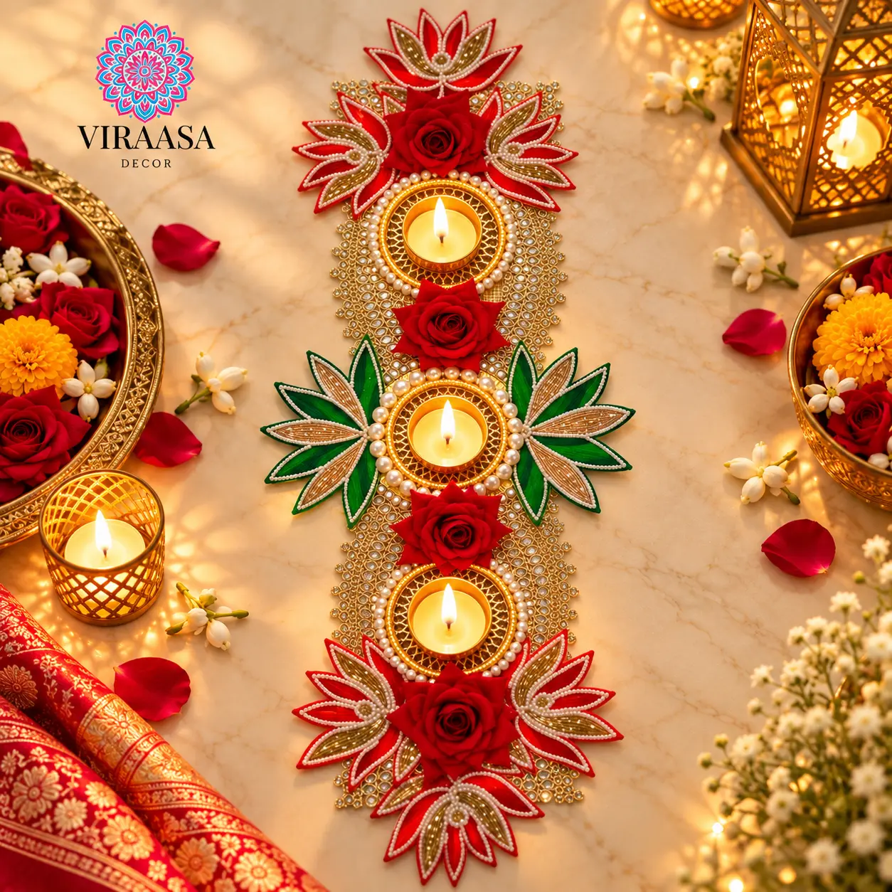 Festive Table Runner with T-Light Holder Style 1 style 9