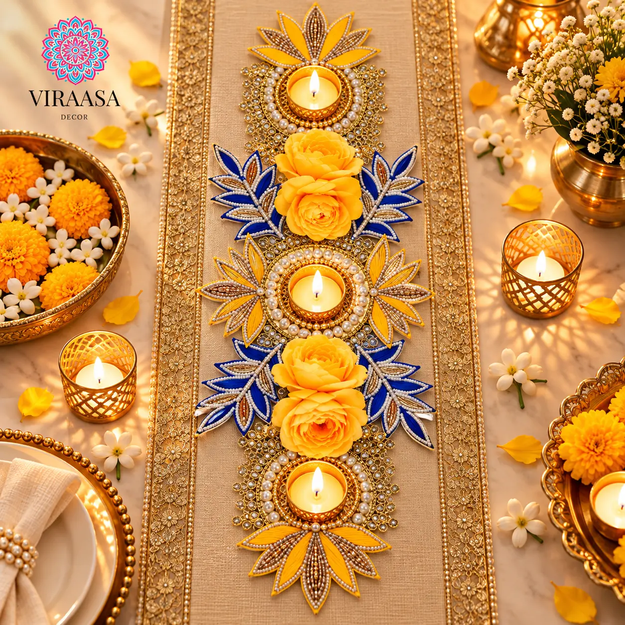 Festive Table Runner with T-Light Holder Style 1 style 7