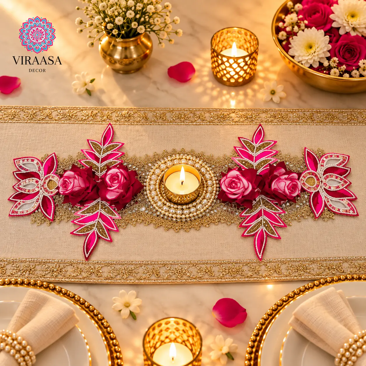 Festive Table Runner with T-Light Holder Style 1 style 5