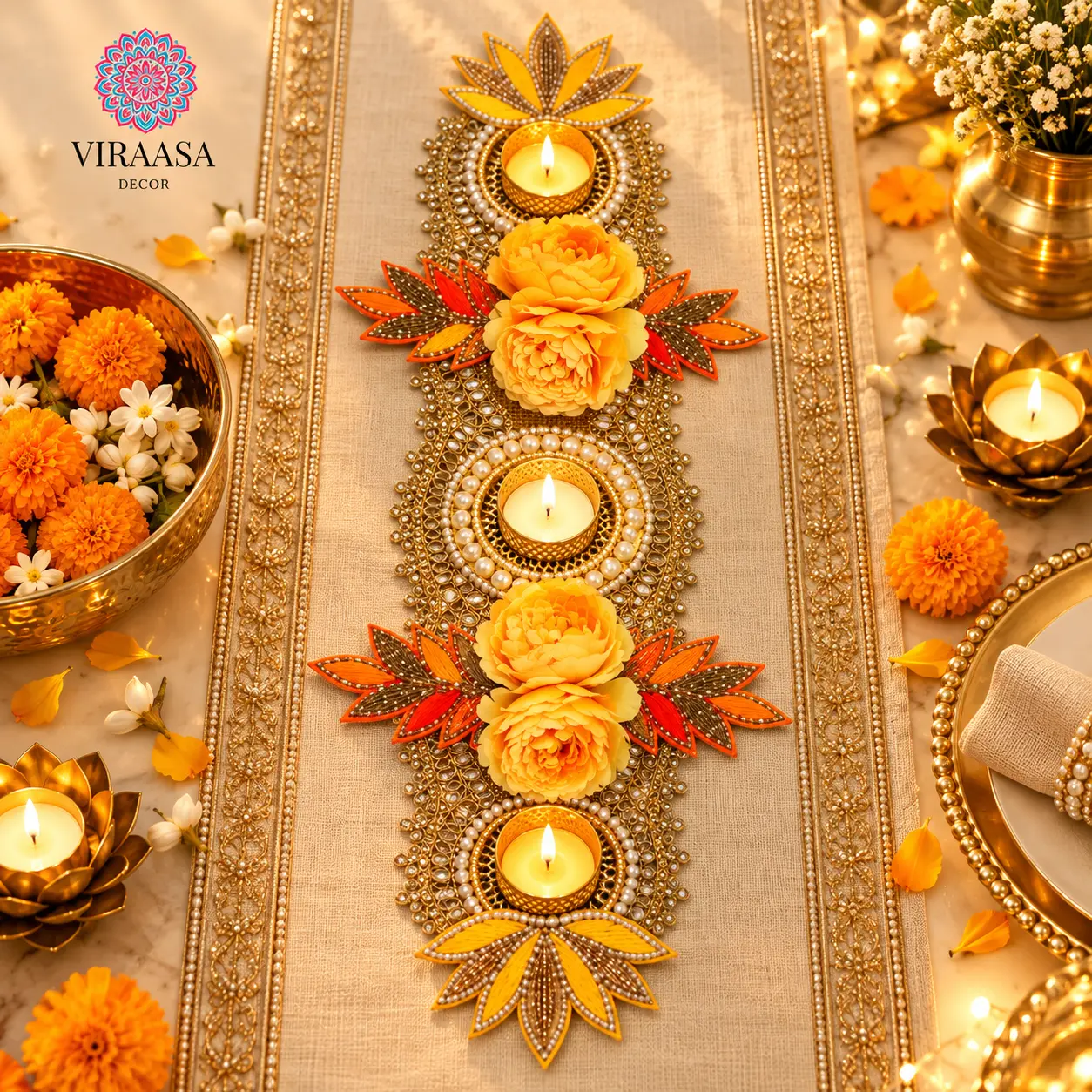 Festive Table Runner with T-Light Holder Style 1 style 6