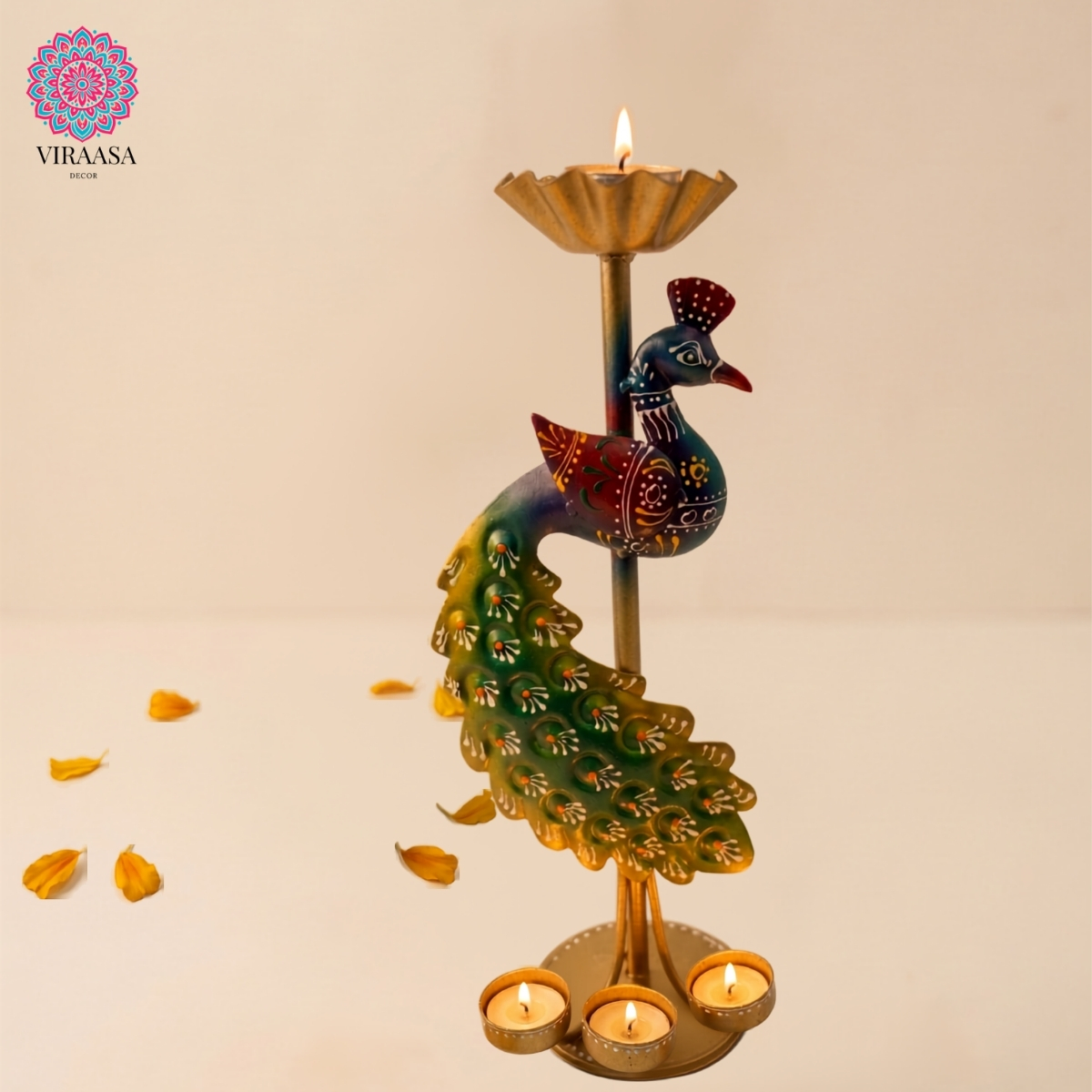 Peacock Metal T-Light Holder