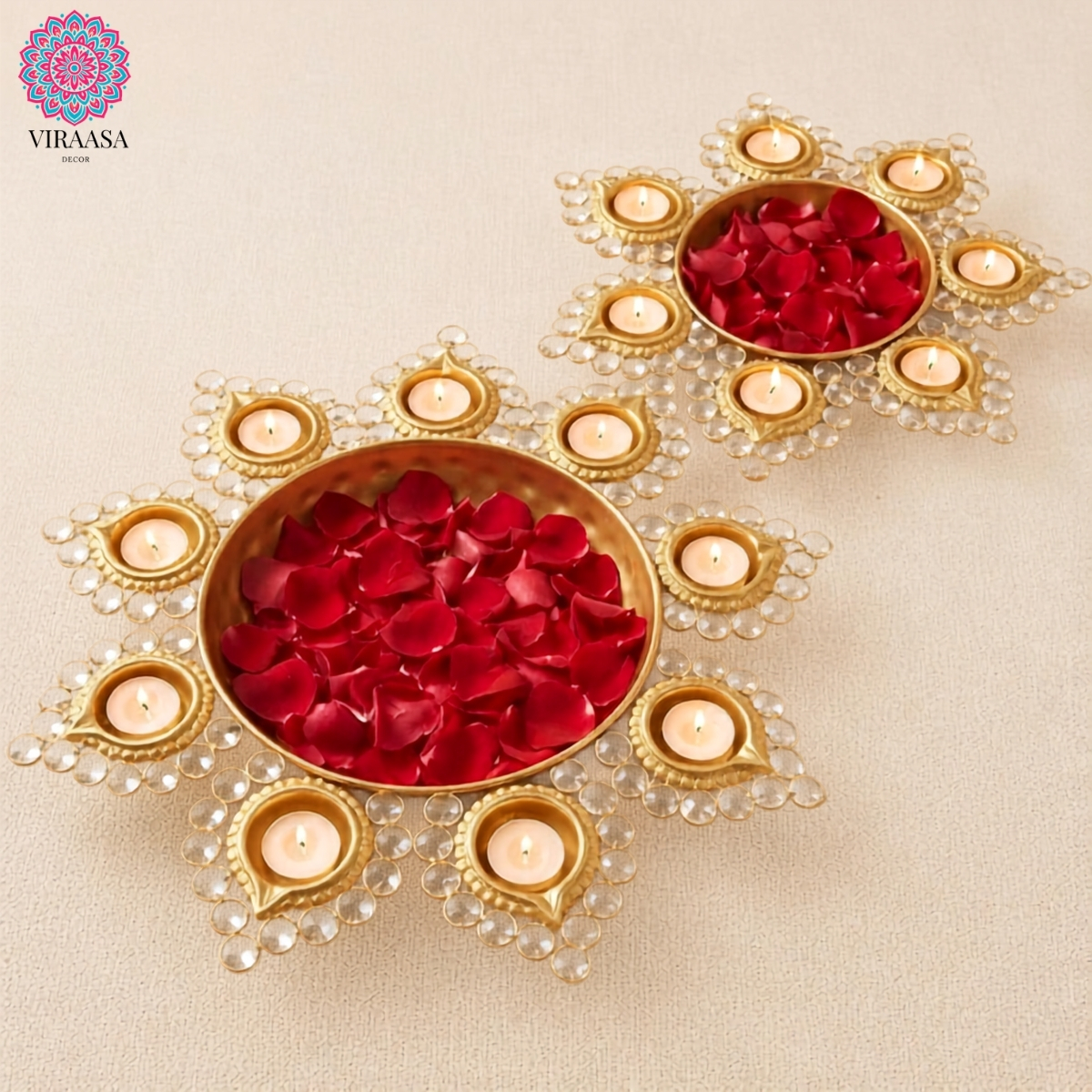 Crystal Metal Urli - Set of 2