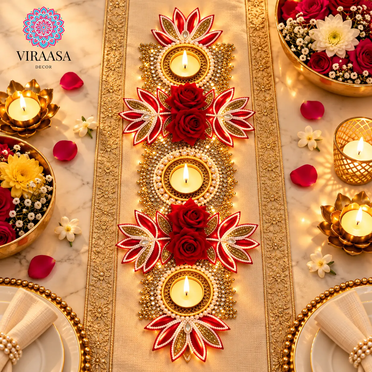Festive Table Runner with T-Light Holder Style 1 style 8